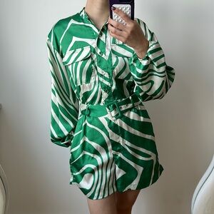 Satin jumpsuit with belt made of Italian fabric by mango in size XS